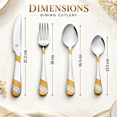 FnS Imperio Gold Plated 34 pcs Cutlery Set with Wooden Box Packaging