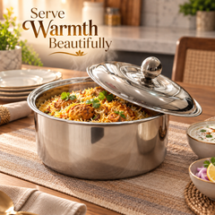 FnS Crista Double Walled Mirror Finish  Stainless Steel Casserole 850ml