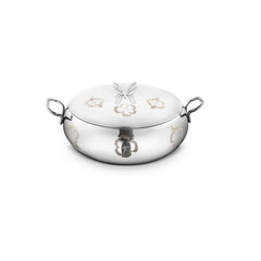 FnS Butterfly Stainless Steel Serving Handi Set of 3 - Small, Medium and Large (0.5 L, 1 L and 1.5 L) Handi with Lid