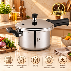 FnS NuChef Atlas Triply Outer Lid Pressure Cooker 5.5L