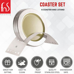 FnS Rainbow Stainless Steel Round Colored Coasters(Assorted)
