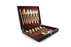 FnS Solar 24K Gold Plated 24 Pcs Cutlery Set with Leatherette Box