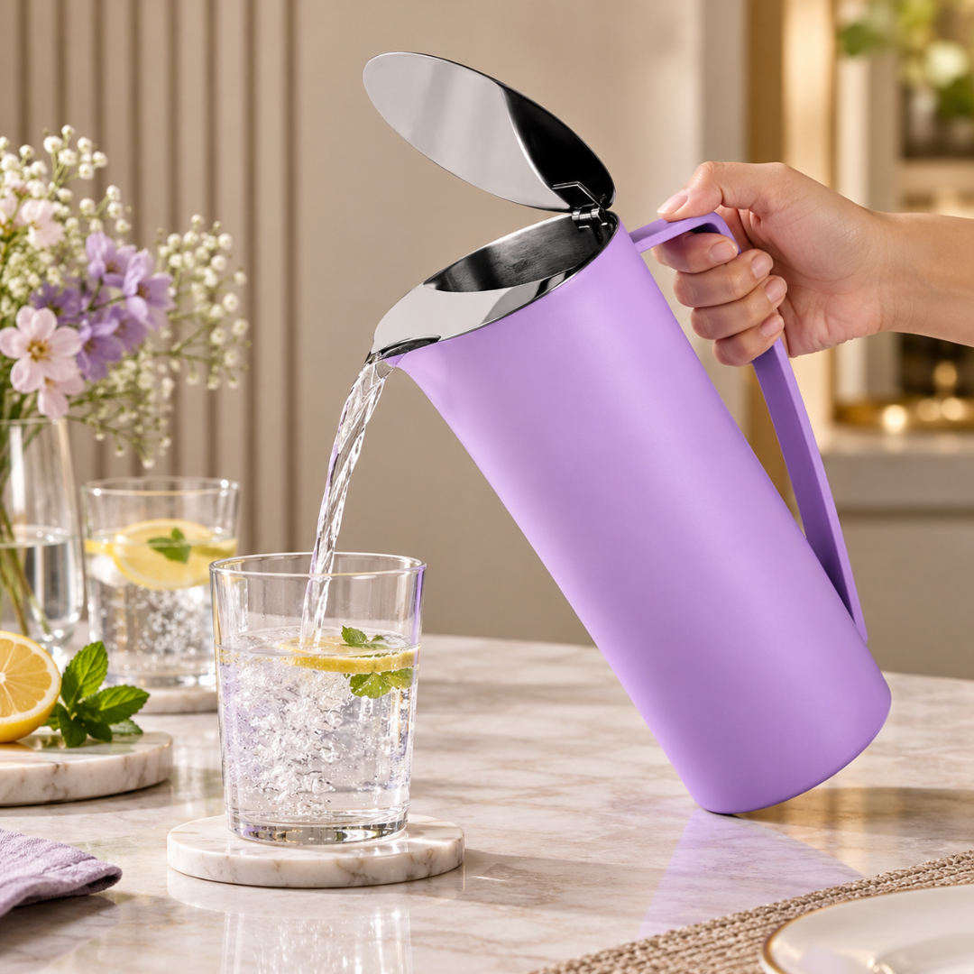 FnS Royal Purple Stainless Steel Water Pitcher/Jug 1.2L