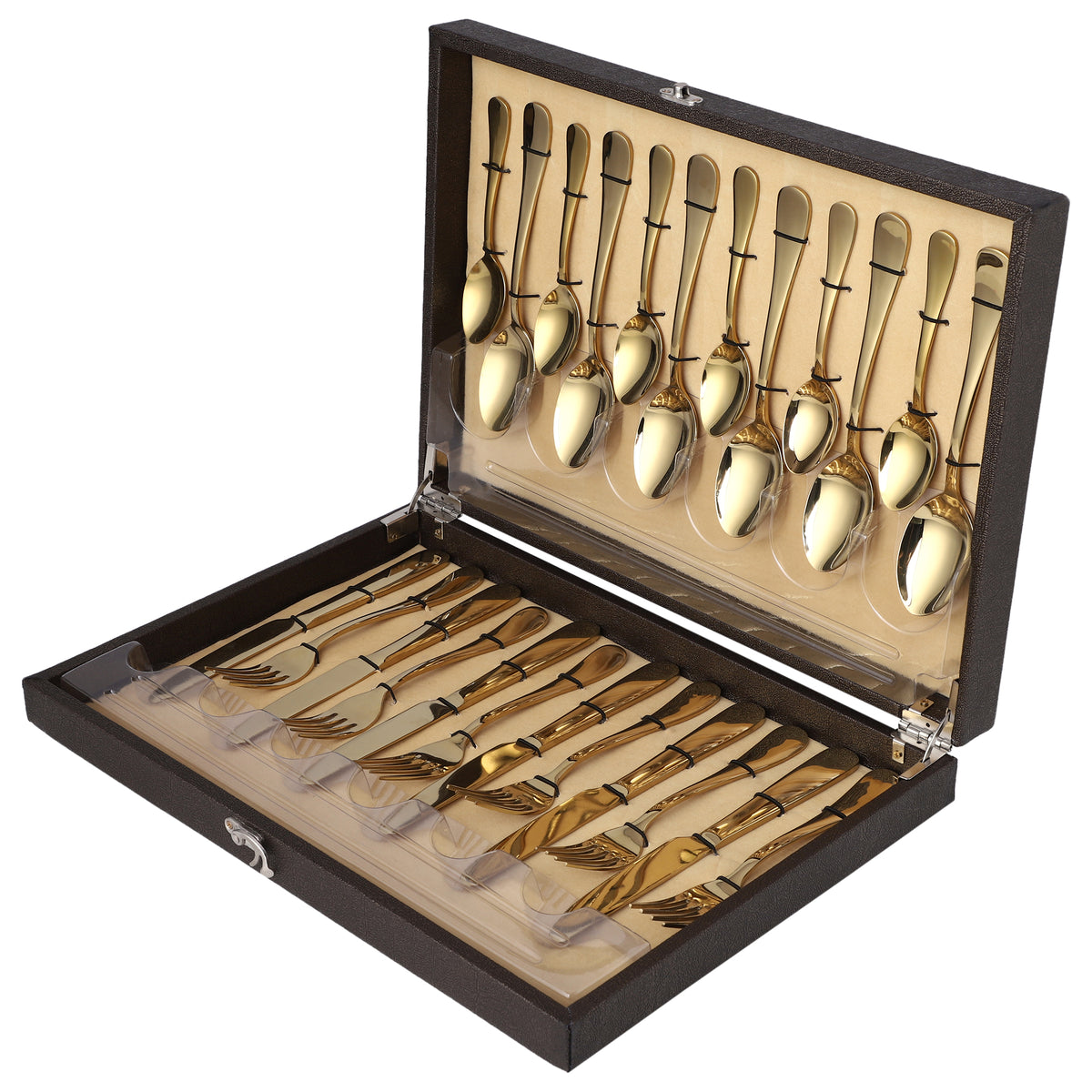 FNS Aurik 24 pcs Gold Plated Premium Cutlery Set with Box