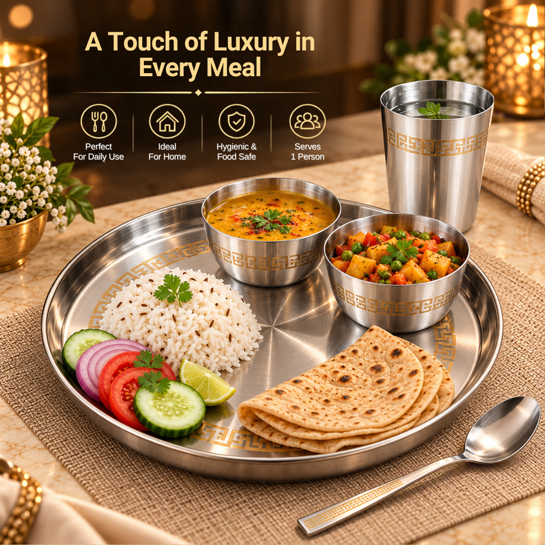 FnS Majestic 5-Piece Stainless Steel Thali Set