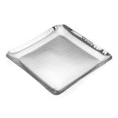 FnS Stainless Steel Square Hammered Finish Deep Platter