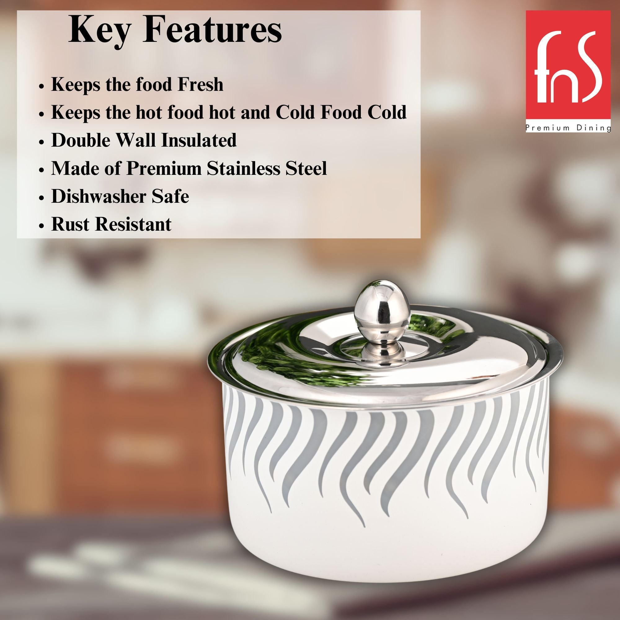 FNS Flame Stainless Steel Casserole (850ml)