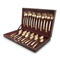 FnS Allie 24 pcs Rose Gold Cutlery Set with Leatherette Box