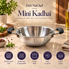FnS NuChef Triply Stainless Steel Mini Kadhai 12 cm