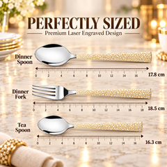 Montavo by FnS Pebble 18 pcs cutlery Set Premium Laser Engraved with Stand