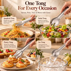 FnS 4-Pc Stainless Steel Multi-Utility Tong Set for Serving & Kitchen
