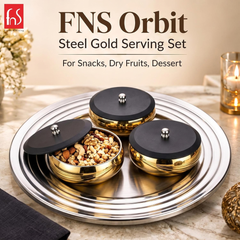 FnS Orbit 4-Pc Gold Stainless Steel Serving Set