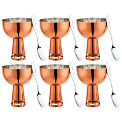 FnS Basil Stainless Steel Bowls Set of 6- Rose Gold