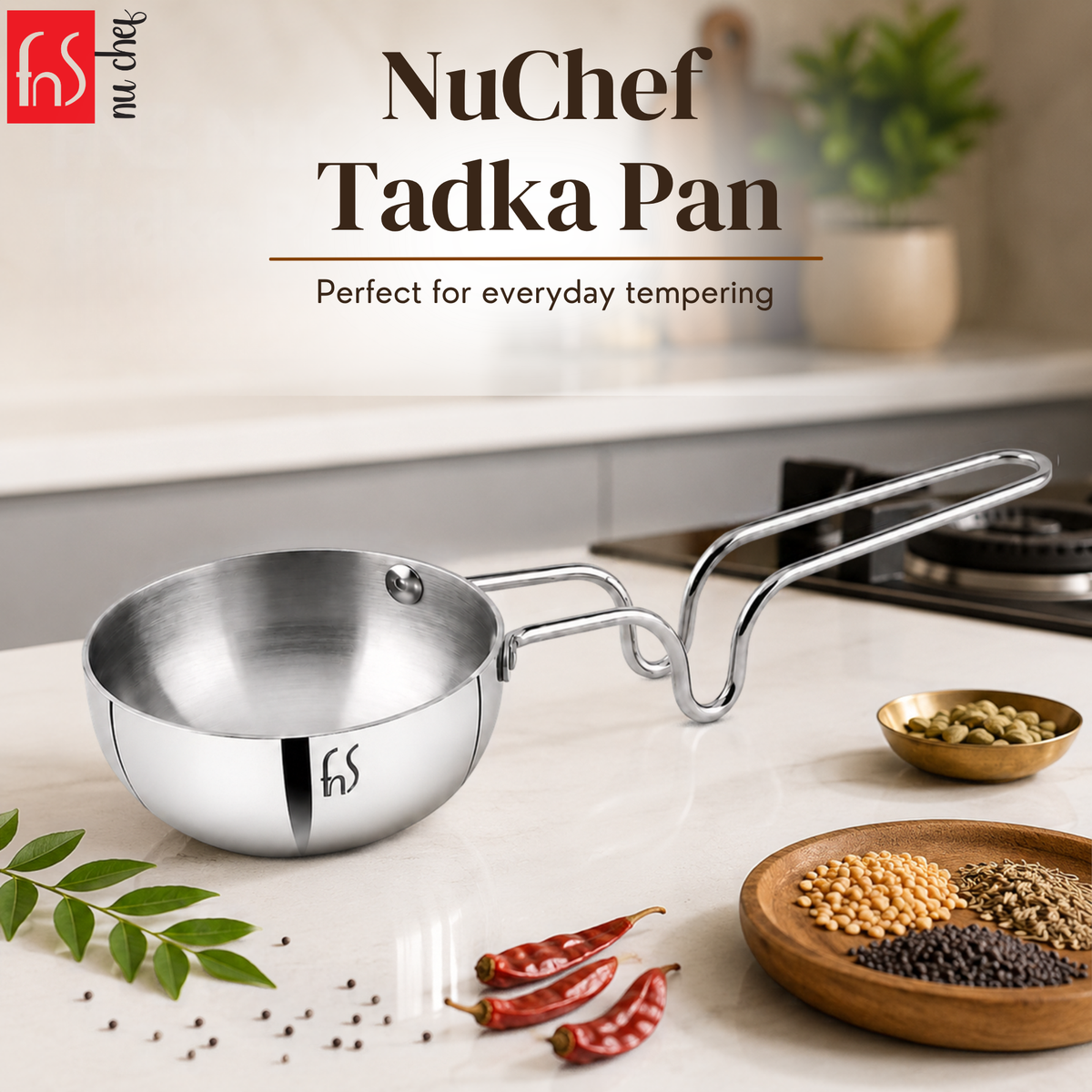 FnS Stainless Steel Mini Tadka Pan 10 cm