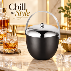 FnS Apple Double Wall Black Stainless Steel Ice Bucket