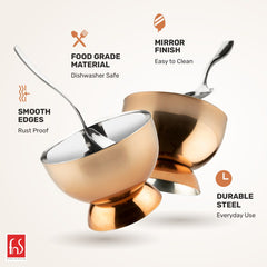 FnS Savory Stainless Steel Ice Cream Bowl Rose Gold