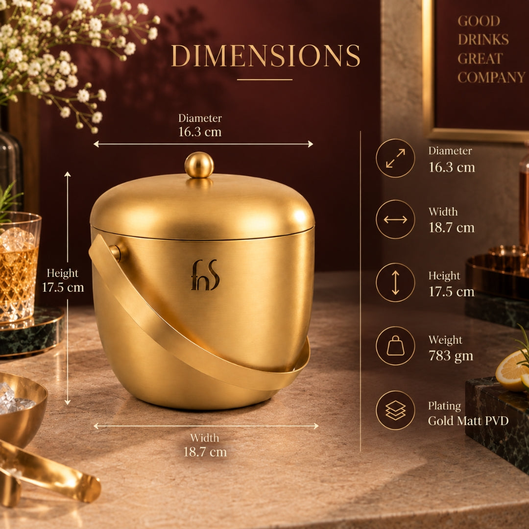 Apple Ice Bucket – Gold Matt PVD Finish (Stainless Steel)