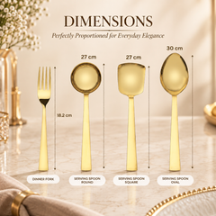 Montavo Alexa Gold Dinner Fork & Serving Set Combo (9 Pcs)