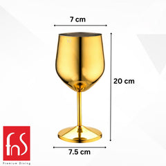 FnS Cosmo Steel Gold Finish Wine Glass (pack of 2)