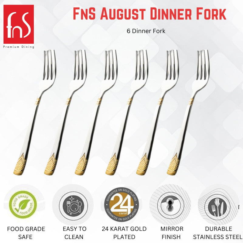 FnS August 6 pcs 24 Karat Gold Plated Dinner Fork