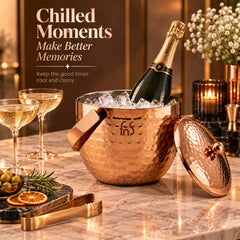 Apple Ice Bucket – Hammered Rose Gold Matt PVD Finish (Stainless Steel)