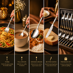 FnS August 24-Pc 24K Gold Plated Steel Cutlery Set With Stand