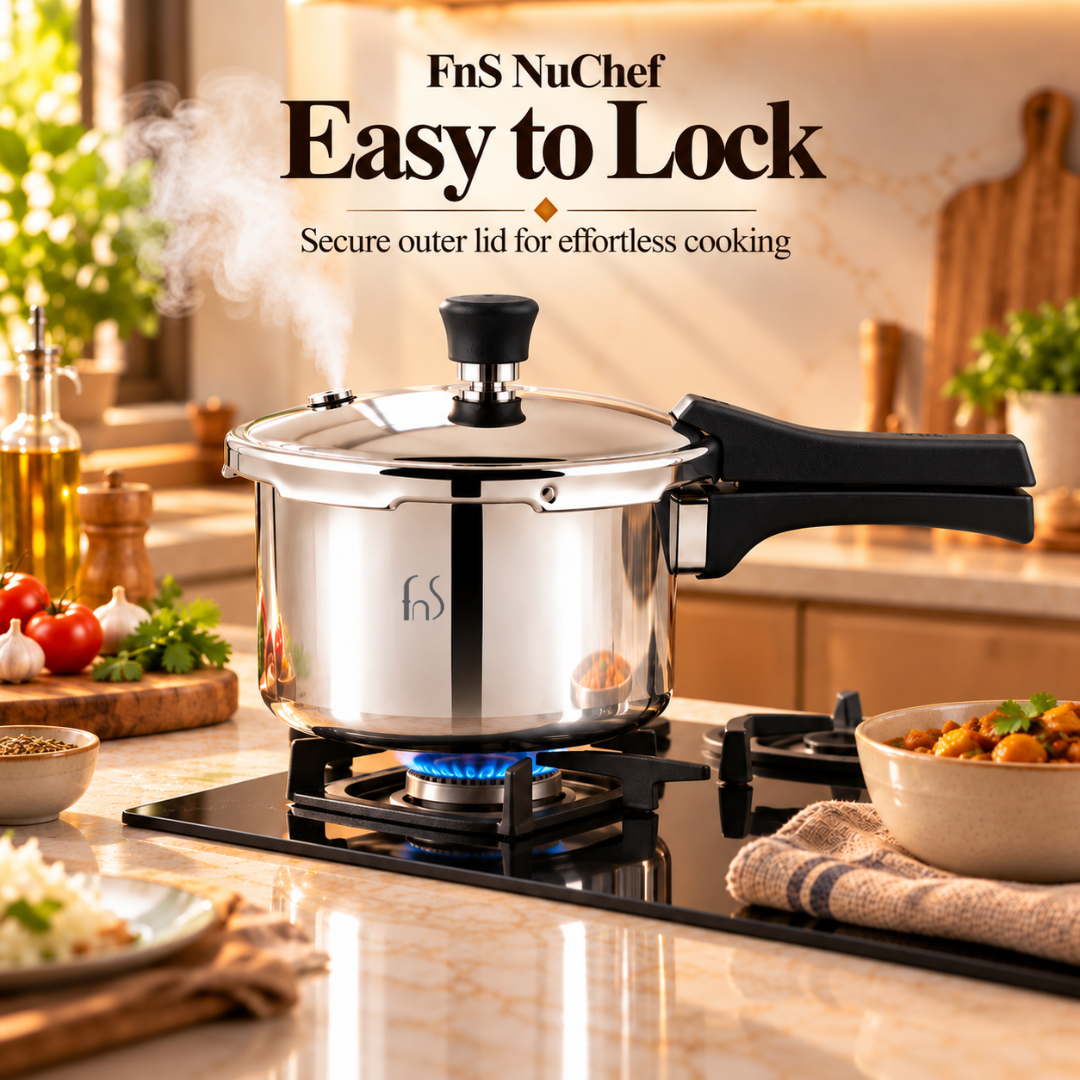 FnS NuChef Atlas Triply Outer Lid Pressure Cooker 3L
