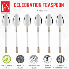 FnS Celebration 24 Karat Gold Plated 6 Pcs Teaspoon Set