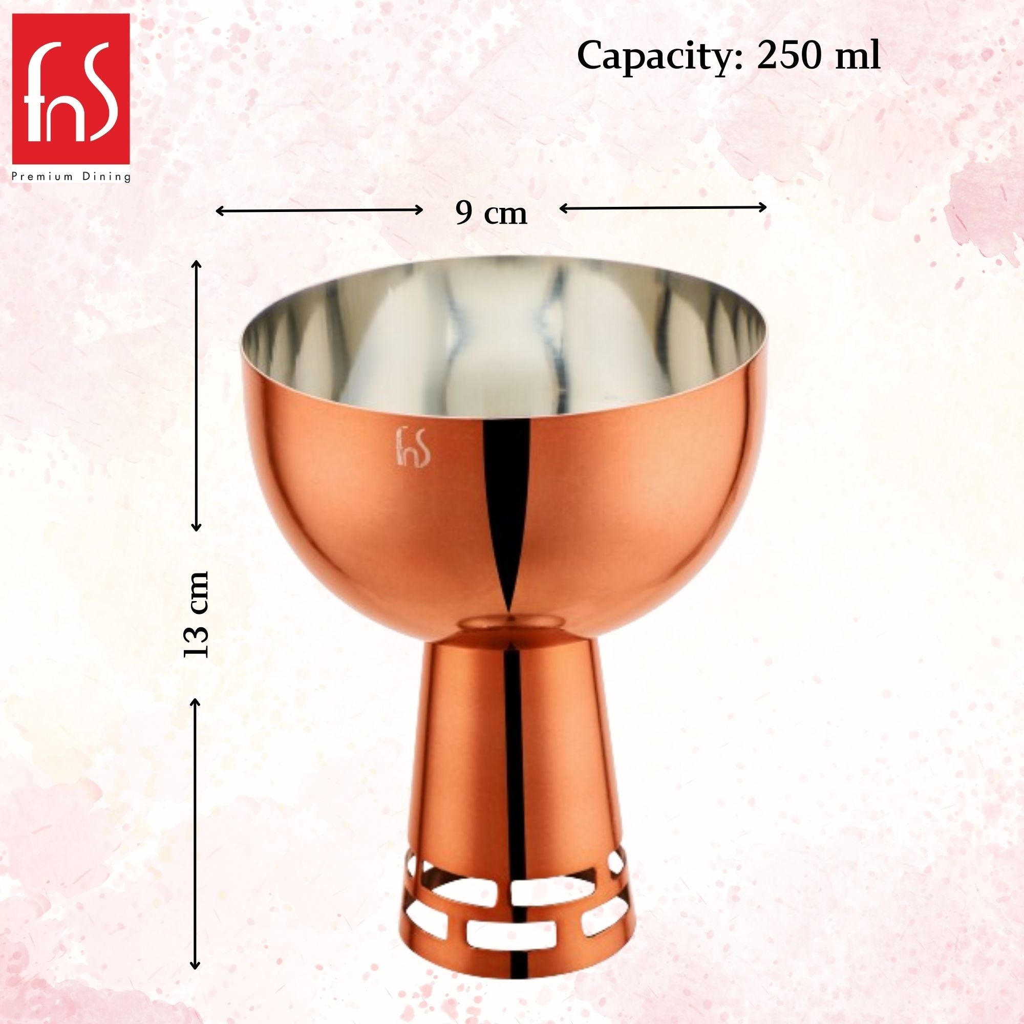 FnS Savory Stainless Steel Ice Cream Bowl Rose Gold