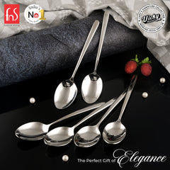 Chef Vicky Ratnani's Signature Collection By FnS Thames Stainless Steel Dessert Spoon 6 Pcs Set | Premium modern minimalism Handle Design Cutlery for Home, Dining & Kitchen