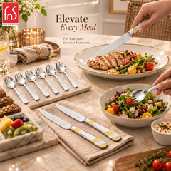 Montavo Milan Spork & FnS Imperio Gold Knife Combo Set (8 Pcs)