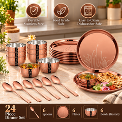 FnS Leheren 24-Pc Rose Gold PVD Stainless Steel Dinner Set