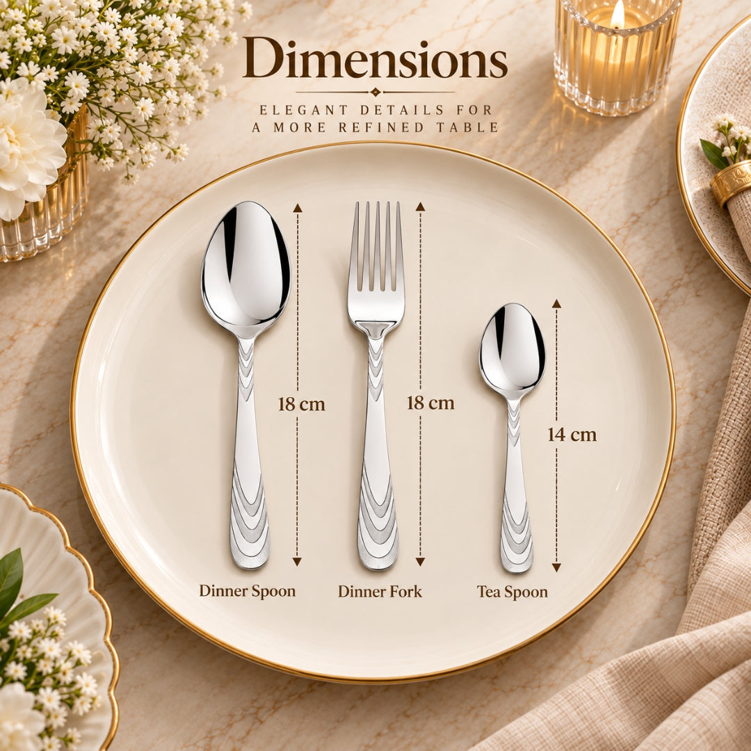 FnS Retro 18-Pc Cutlery & Pebble Teaspoon Combo Set (24 Pcs)