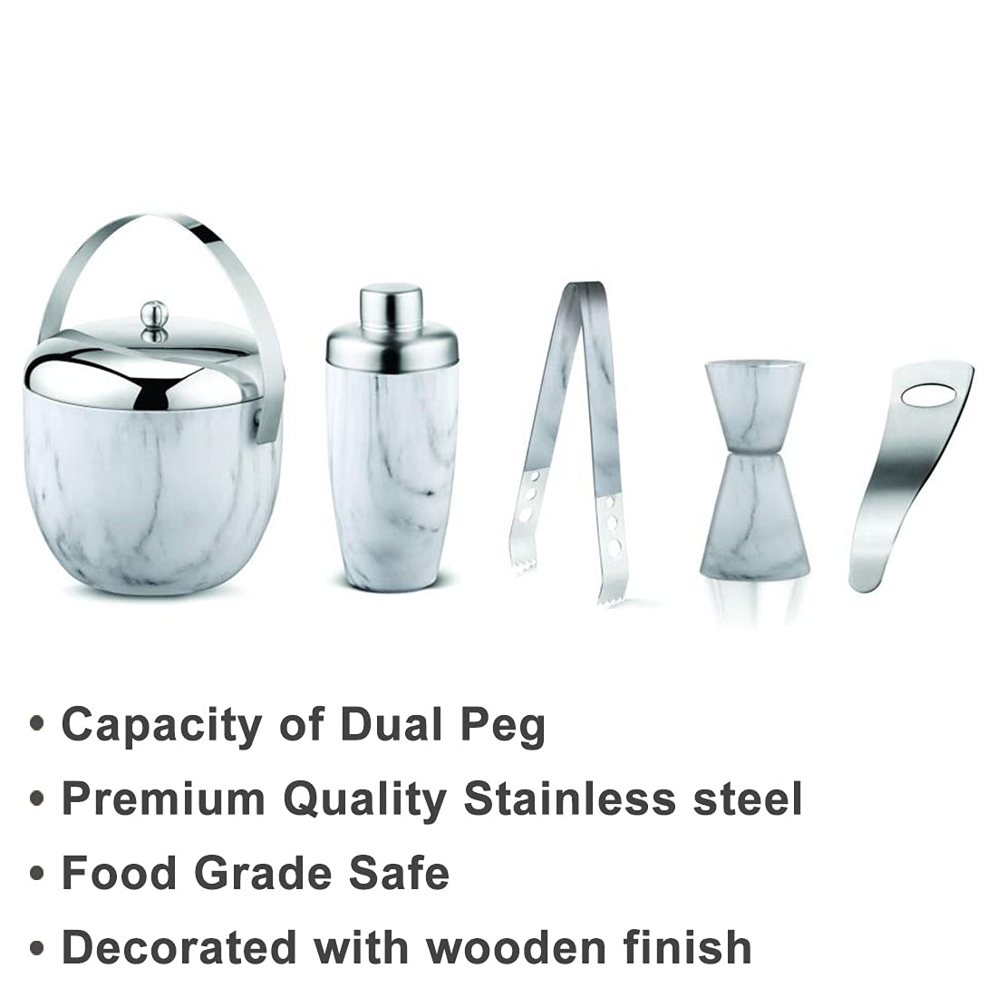 FnS Marble Finish Bar Set (White)