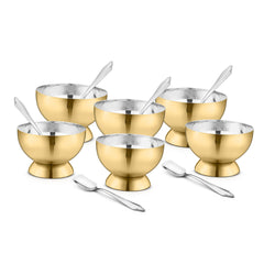 FnS Premium Stainless Steel Savory Ice Cream Bowls Gold