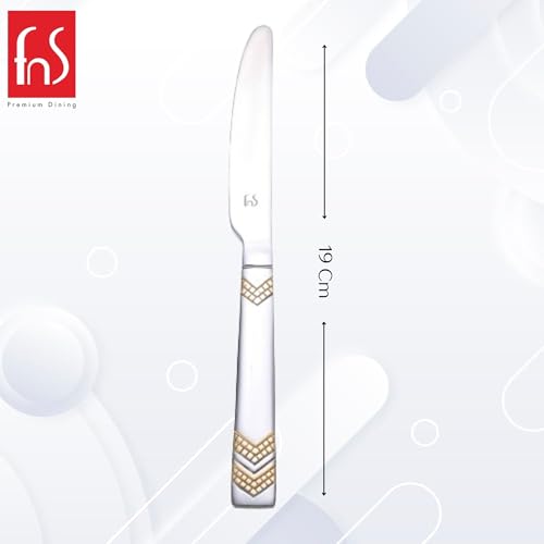 FnS RAGA 24 Karat Gold Plated Stainless Steel Dinner/Butter Knife (Set of 2)