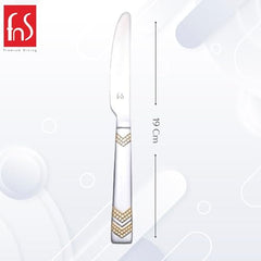 FnS RAGA 24 Karat Gold Plated Stainless Steel Dinner/Butter Knife (Set of 2)