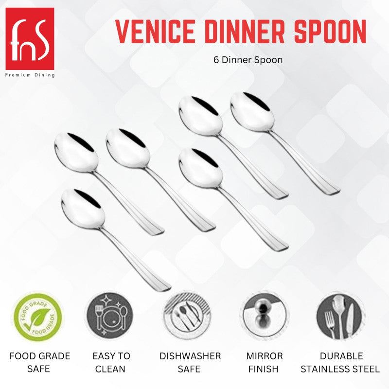 FnS Venice 6 Pcs Stainless Steel Dinner Spoon