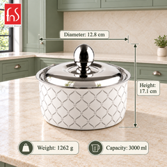 FnS Lecce 2-Pc White Designer Pitcher & Casserole Combo (1600ml)