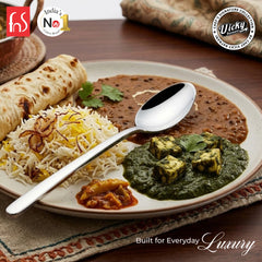 Chef Vicky Ratnani's Signature Collection By FnS Thames Stainless Steel Dessert Spoon 6 Pcs Set | Premium modern minimalism Handle Design Cutlery for Home, Dining & Kitchen