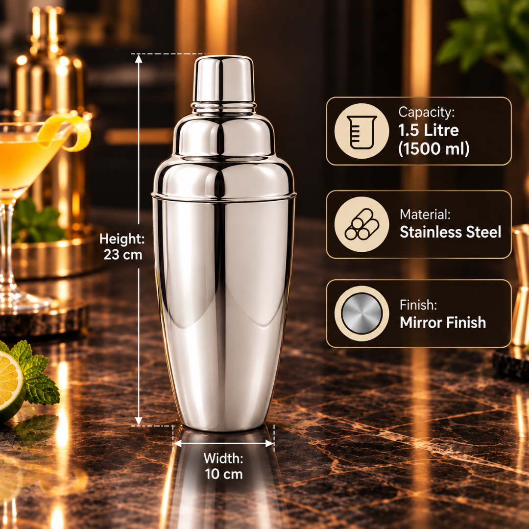 FnS Stainless Steel Cocktail Shaker for Home Bar 1.5 Litre
