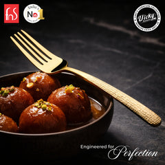 Chef Vicky Ratnani's Signature Collection By FnS Velora Stainless Steel Dessert Fork 6 Pcs Set | Premium Textured Handle Design Cutlery for Home, Dining & Kitchen