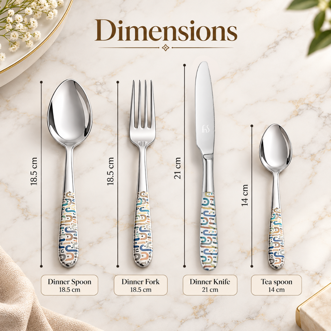 FnS Monho 24-Pc Plasma Laser Colour Steel Cutlery Set with Stand