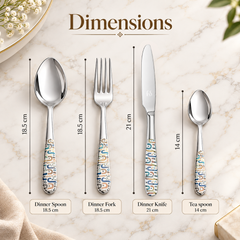 FnS Monho 24-Pc Plasma Laser Colour Steel Cutlery Set with Stand