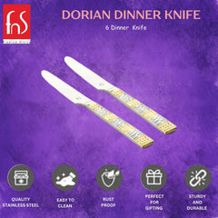 FnS Dorian 24 Karat Gold Plated 2 Pcs Dinner Knife Set