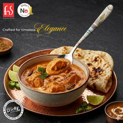 Chef Vicky Ratnani's Signature Collection By FnS Wales Stainless Steel Dessert Spoon 6 Pcs Set | Premium artistic & contemporary craftsmanship detailing Handle Design Cutlery for Home, Dining & Kitchen