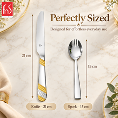 Montavo Milan Spork & FnS Imperio Gold Knife Combo Set (8 Pcs)