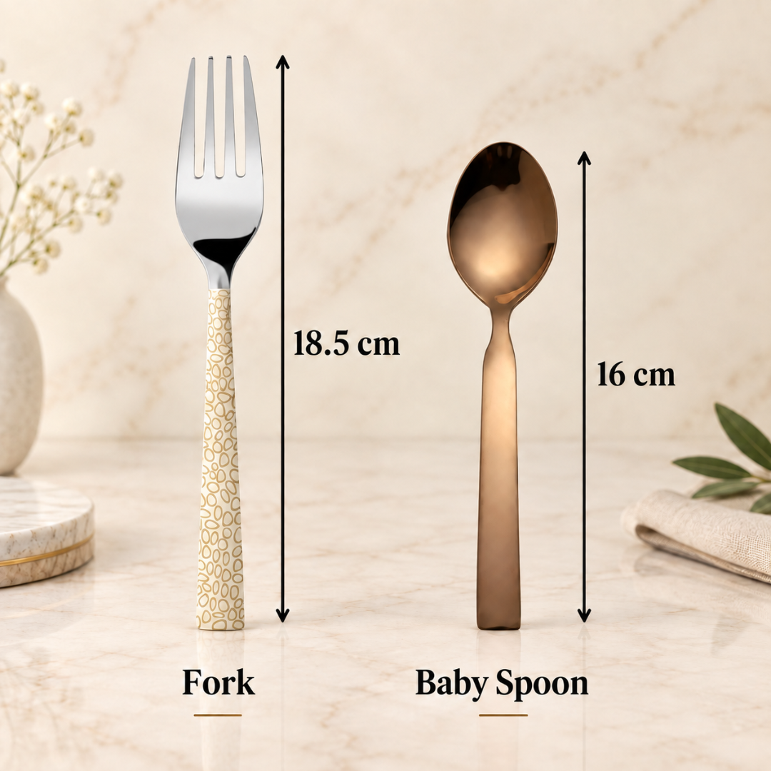 FnS Pebble Dinner Fork & Allie Baby Spoon Combo Set (12 Pcs)