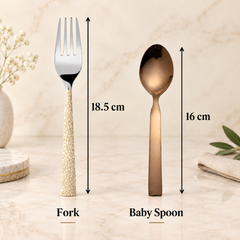 FnS Pebble Dinner Fork & Allie Baby Spoon Combo Set (12 Pcs)