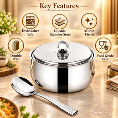 FnS Ebro 2000 ml Stainless Steel Casserole with Venice Serving Spoon